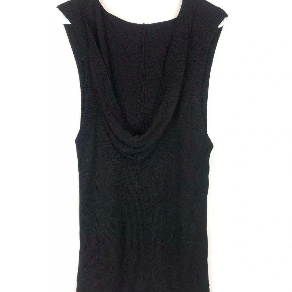 L Space, Beach Cruiser Black Sleeveless Hooded Sweater Dress, Women’s Size Small
